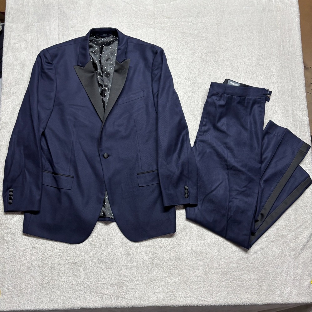 Bonobos Vitale Barberis Canonico 2-Piece Tuxedo Blue & Black 44R Wool Pant 38x30